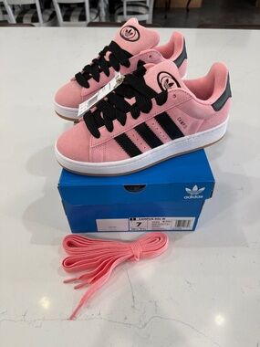 Adidas Campus 00s Women’s Pink Suede Sneakers with Black Stripes